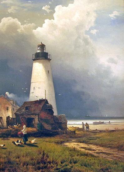 Edward Moran Sandy Hook Lighthouse Sweden oil painting art